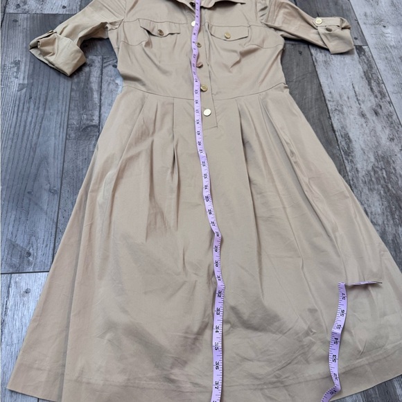 Tory Burch Blythe Khaki Safari Style Shirt Dress Size 0 Utility Button - Picture 7 of 12